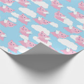 Flying Pig Cute Piggy 1st Birthday Wrapping Paper Cadeaupapier (Hoek)