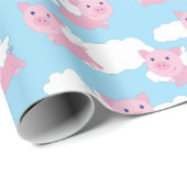 Flying Pig Cute Piggy 1st Birthday Wrapping Paper Cadeaupapier (Rol Hoek)