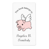 Flying Pig - Cute Piglet met Wings Bookplate Etiket (Voorkant)