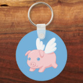 Flying Pig - Cute Piglet with Wings Sleutelhanger (Voorkant)