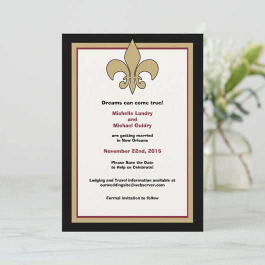 Flying Pig Fleur de Lis Save the Date (Staand voorkant)