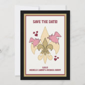 Flying Pig Fleur de Lis Save the Date (Achterkant)