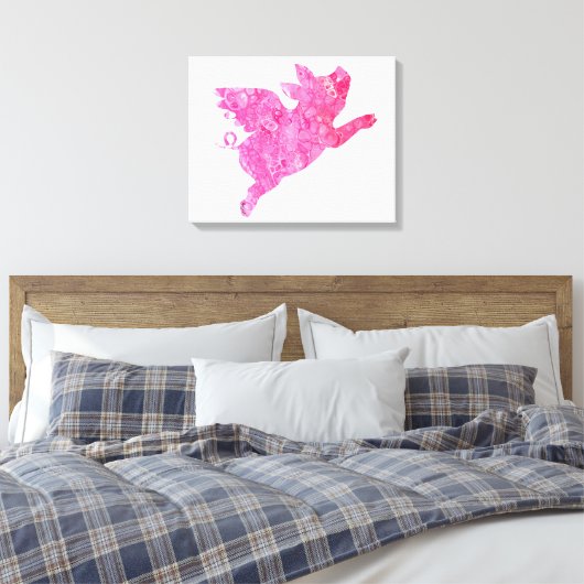 Flying Pig Gifts, Wanneer varkens vliegen, Vliegen Canvas Afdruk (Insitu (Slaapkamer))