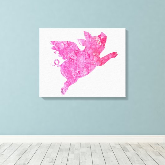 Flying Pig Gifts, Wanneer varkens vliegen, Vliegen Canvas Afdruk (Insitu (Houten vloer))