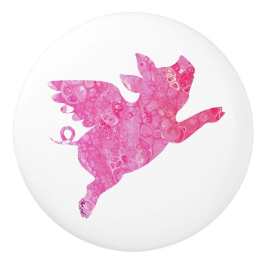 Flying Pig Gifts, Wanneer varkens vliegen, vliegen Keramische Knop (Voorkant)