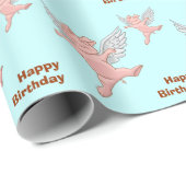 Flying Pig Happy Birthday Cadeaupapier (Rol Hoek)