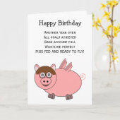 Flying Pig Humoureuze Birthday Kaart (Gele Bloem)