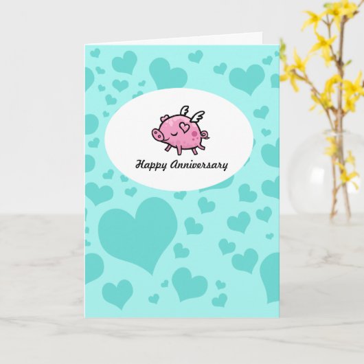 Flying Pig Jubileum kaart (Gele Bloem)