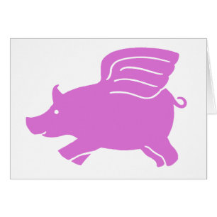 Flying Pig Kaart - Roze