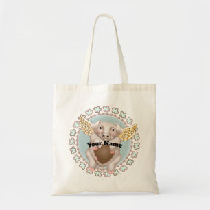 Flying Pig Kiss aangepaste naam canvas tas