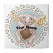 Flying Pig Kiss tile Tegeltje (Voorkant)