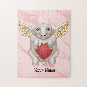 Flying Pig Love Jigzaag Puzzle Legpuzzel