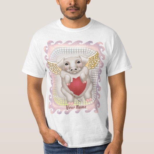 Flying Pig Love T-shirts op maat (Voorkant)