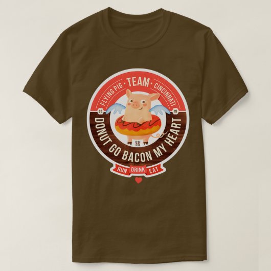 Flying Pig Marathon Cincinnati Donut Ga terug op m T-shirt (Design voorkant)