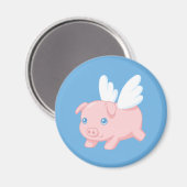 Flying Pig - Piglet with Wings on Blue Magneet (Voorkant / Achterkant)