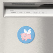 Flying Pig - Piglet with Wings on Blue Magneet (Insitu (Vaatwasser))