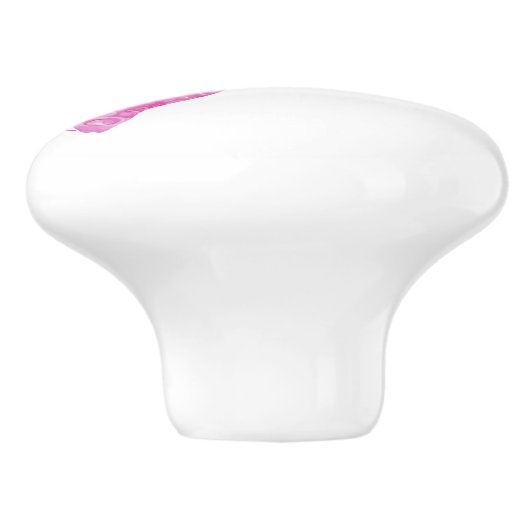 Flying Pig, Pink Pig. Keramische Knop (Zijkant)