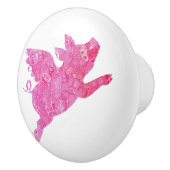 Flying Pig, Pink Pig. Keramische Knop (Rechts)