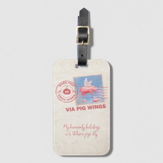 Flying Pig Postage Luggage Tag Bagagelabel (Voorkant (verticaal))