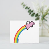 Flying Pig Rainbow Briefkaart (Staand voorkant)