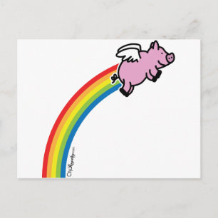 Flying Pig Rainbow Briefkaart