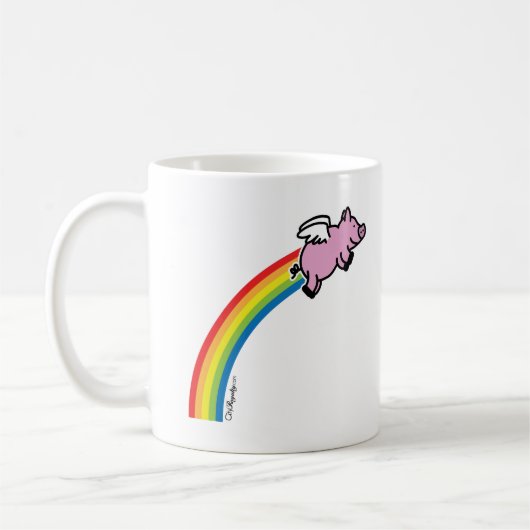 Flying Pig Rainbow Koffiemok (Links)