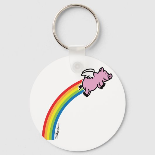 Flying Pig Rainbow Sleutelhanger (Voorkant)