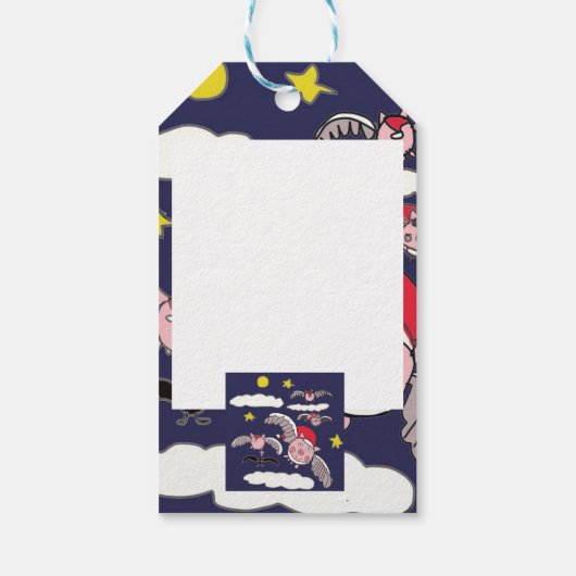 Flying Pig Santa Cadeaulabel (Achterkant)