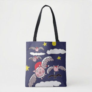 Flying Pig Santa Tote Bag