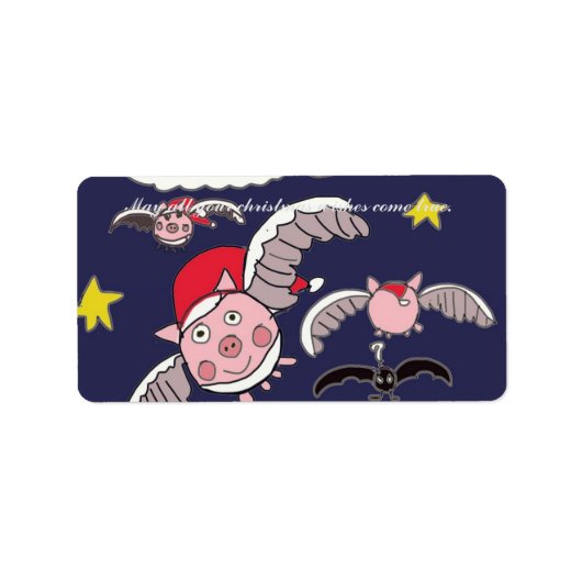 Flying Pig Santas Etiket (Voorkant)