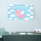 Flying Pig Schattige 1e Verjaardag Party Banner De (Beurs)