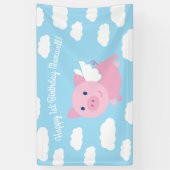 Flying Pig Schattige 1e Verjaardag Party Banner De (Verticaal)