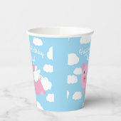 Flying Pig Schattige 1e verjaardagsfeest Kinder Papieren Bekers (Links)