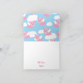 Flying Pig Schattige Bedankt 1e verjaardag Kaarten (Binnen)