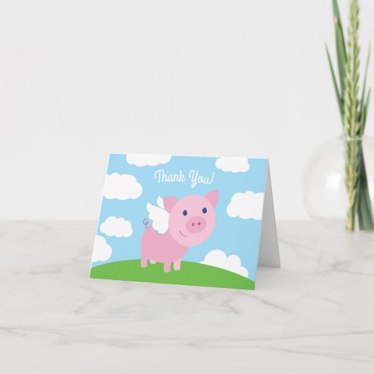 Flying Pig Schattige Bedankt 1e verjaardag Kaarten (Voorkant)