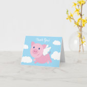 Flying Pig Schattige Bedankt 1e verjaardag Kaarten (Gele Bloem)
