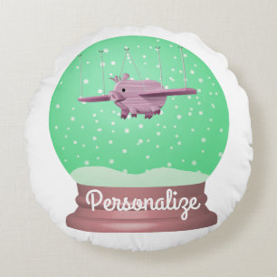 Flying pig snow wereldbol rond kussen