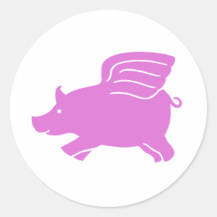 Flying Pig Sticker - Roze