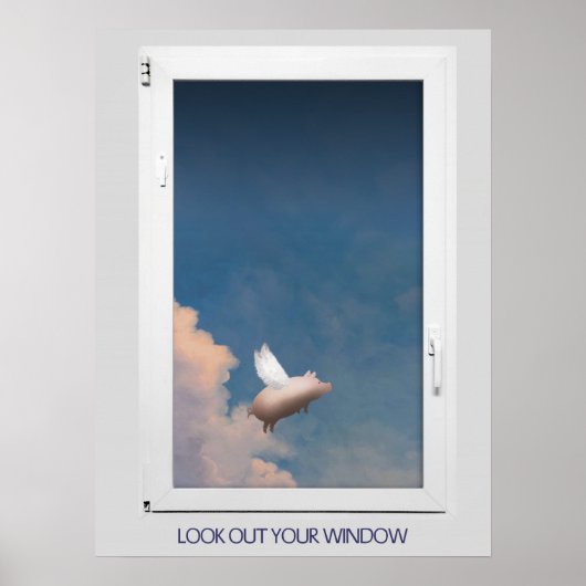 flying pig through window poster (Voorkant)