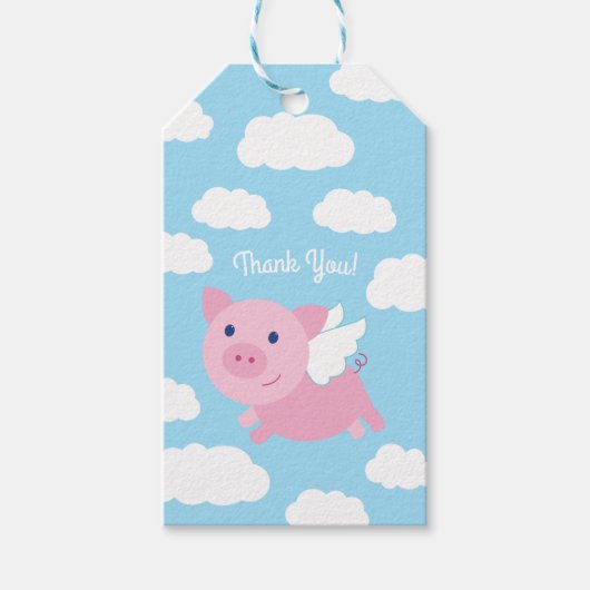 Flying Pig verjaardagsfeestje Cadeaulabel (Voorkant)