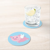 Flying Pig verjaardagsfeestje Ronde Kartonnen Onderzetter (Insitu)