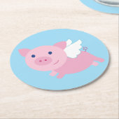 Flying Pig verjaardagsfeestje Ronde Kartonnen Onderzetter (Gebogen)