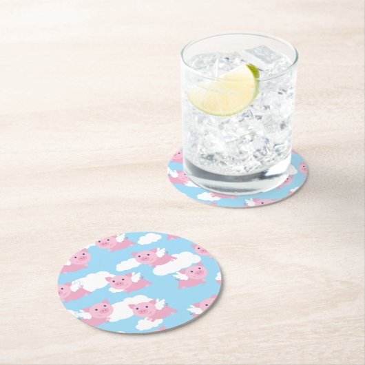 Flying Pig verjaardagsfeestje Ronde Kartonnen Onderzetter (Insitu)