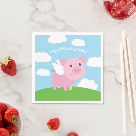 Flying Pig verjaardagsfeestje Servet (Insitu)