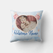 Flying Pig Wing Baby Photo Heart Kussen (Achterkant)