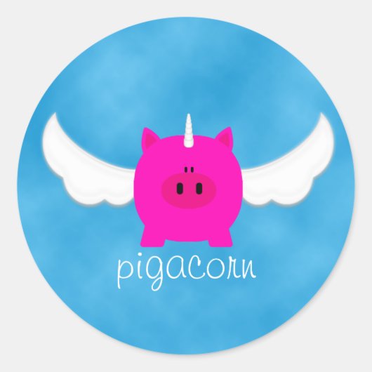 Flying Pigacorn Ronde Sticker (Voorkant)