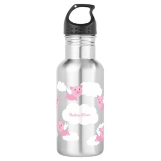 Flying Pigs Cute Kinder Water Flesje met naam Waterfles