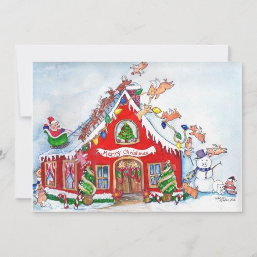 Flying Pigs Decorate for Kerstinvitations Kaart (Voorkant)