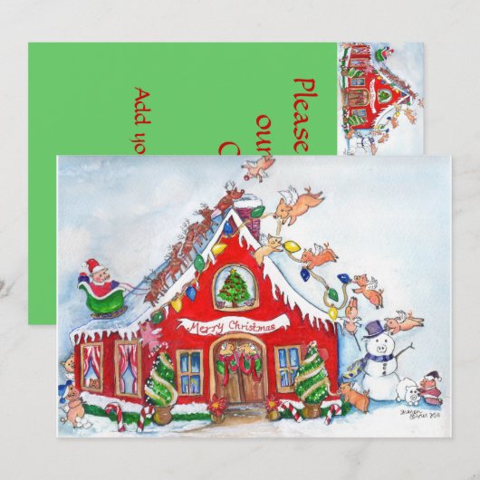 Flying Pigs Decorate for Kerstinvitations Kaart (Voorkant / Achterkant)
