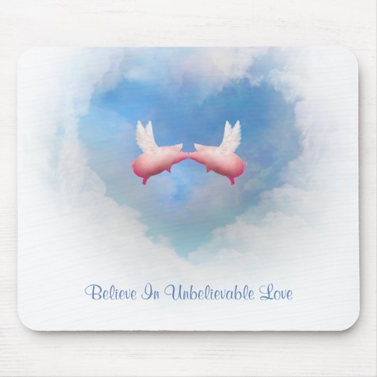 Flying Pigs Kiss-Ongelooflijk Love Mousepad Muismat (Voorkant)